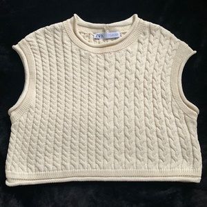 ZARA Cream Knit Crop Top